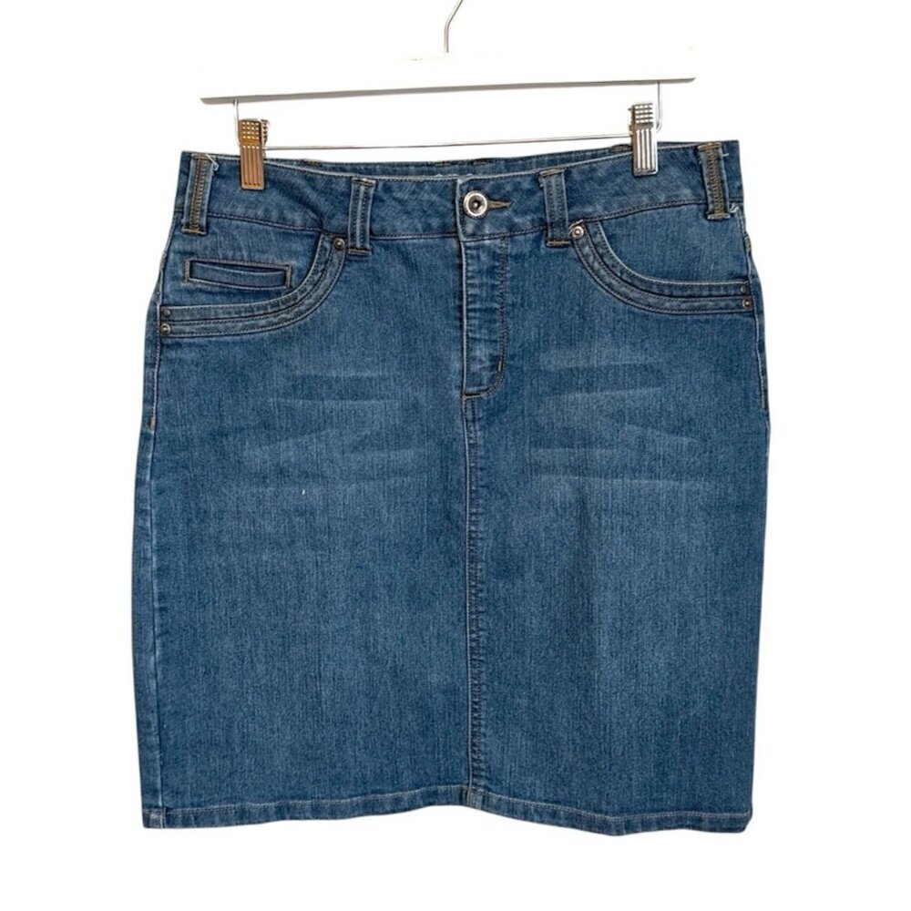 Sonoma Life & Style Jean Skirt Womens 8 Blue Denim Med Wash Pockets Comfort
